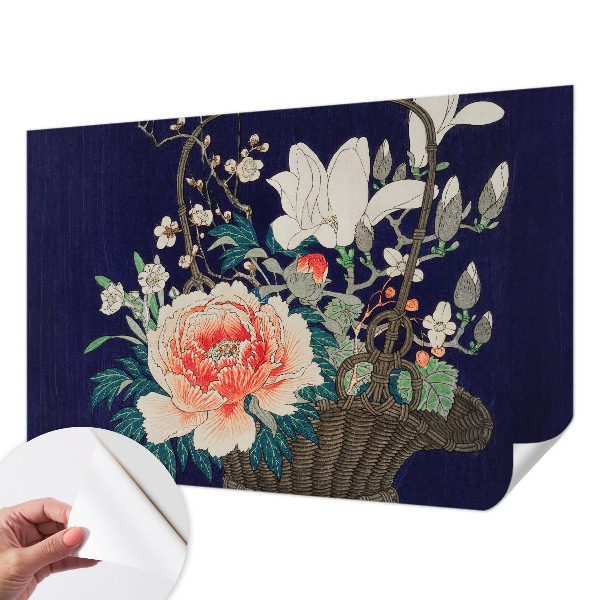 Självhäftande fotovägg med motiv av en blomkorg