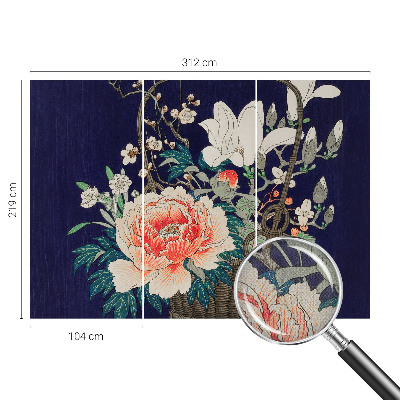 Självhäftande fotovägg med motiv av en blomkorg