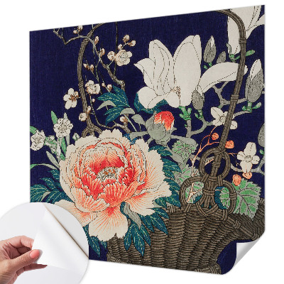 Självhäftande fotovägg med motiv av en blomkorg