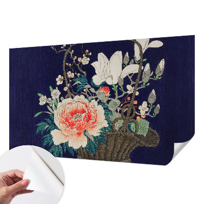 Självhäftande fotovägg med motiv av en blomkorg