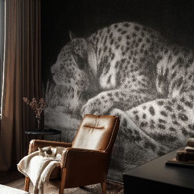 Fototapet barnrum med motiv av en vilande leopard