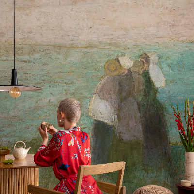 3D fototapet med motiv av en reflektion vid havet
