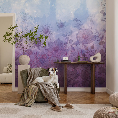Peel and stick fototapet med motiv av pastellfärgade blommor