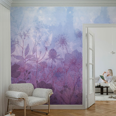 Peel and stick fototapet med motiv av pastellfärgade blommor