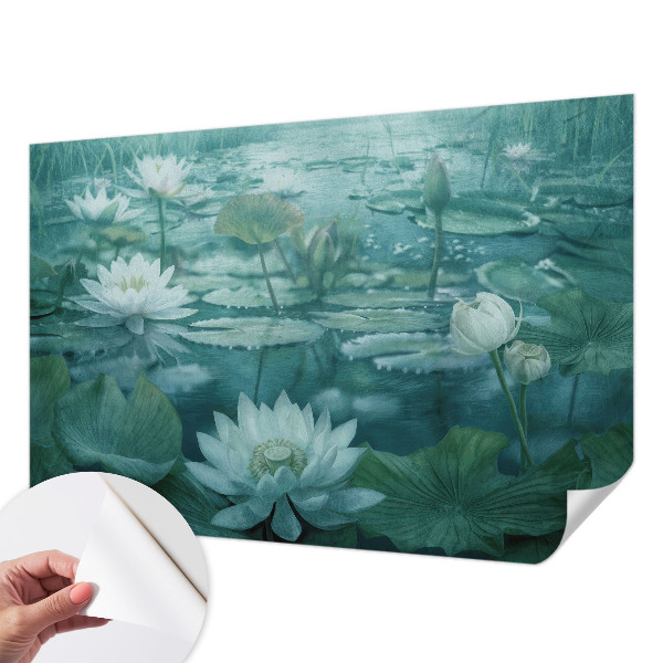 3D fototapet med motiv av vattenblommor