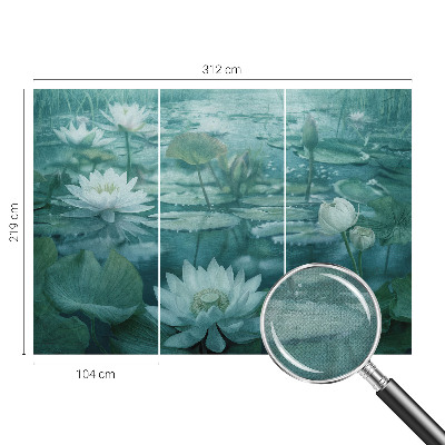 3D fototapet med motiv av vattenblommor