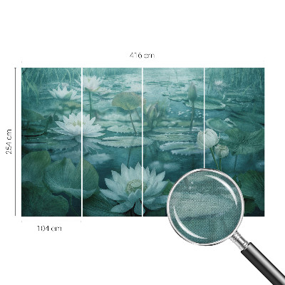 3D fototapet med motiv av vattenblommor