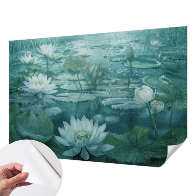 3D fototapet med motiv av vattenblommor
