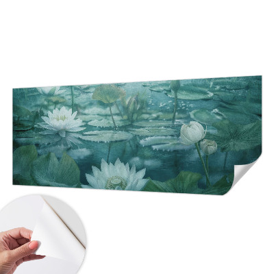 3D fototapet med motiv av vattenblommor