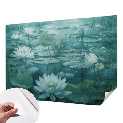 3D fototapet med motiv av vattenblommor