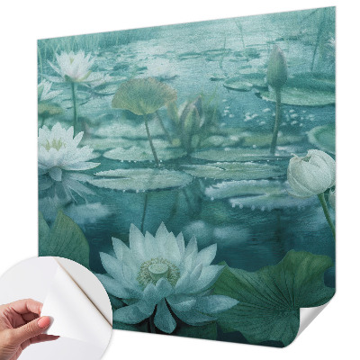 3D fototapet med motiv av vattenblommor