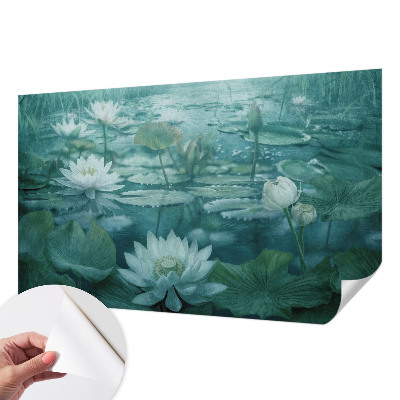 3D fototapet med motiv av vattenblommor