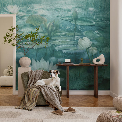 3D fototapet med motiv av vattenblommor