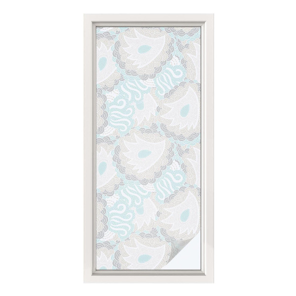 Frostad fönsterfilm med färgat mönster Delikata fjädrar