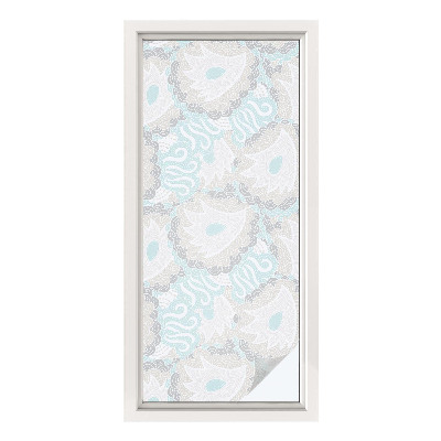 Frostad fönsterfilm med färgat mönster Delikata fjädrar