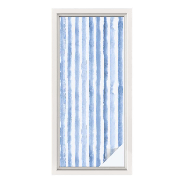 Frostad fönsterfilm med färgat mönster Blå ränder