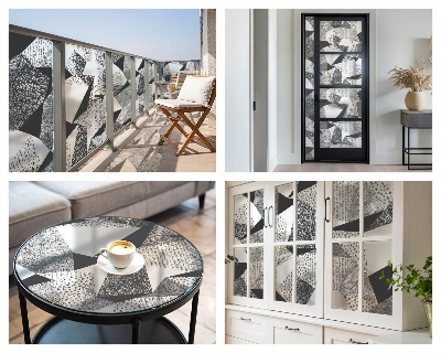 Frostad fönsterfilm med färgat mönster Geometriska figurer