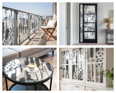 Dekorplast till fönster mosaik Ränder och prickar