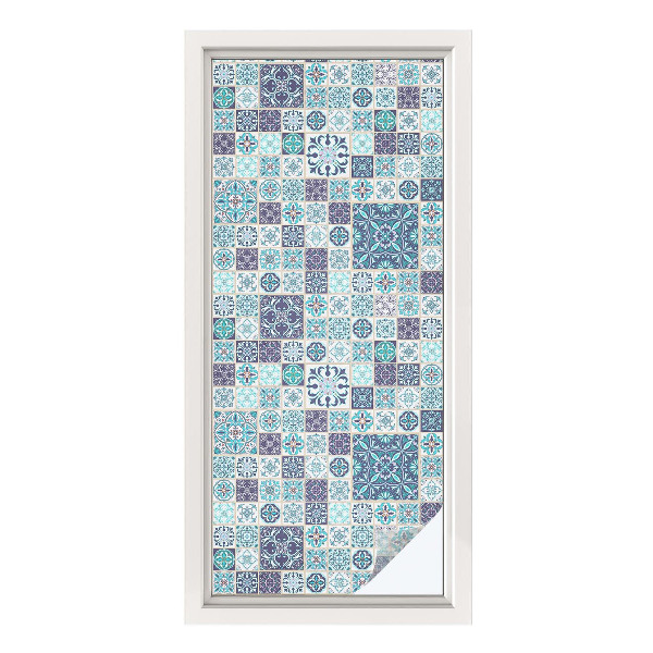 Dekorplast till fönster mosaik Blommiga plattor