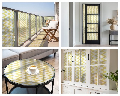 Dekorplast till fönster mosaik Gula sicksackmönster