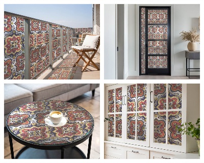 Fönsterfilm med mosaikmönster Blommig prydnad