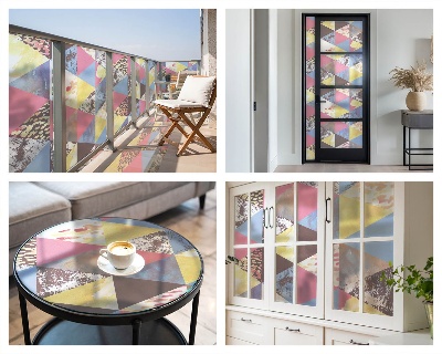 Frostfilm med dekorativt mönster Färgglada trianglar