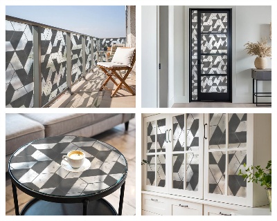 Frostad fönsterfilm med färgat mönster Geometriska illusioner