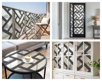 Fönsterfilm med mosaikmönster Sammanflätade rektanglar