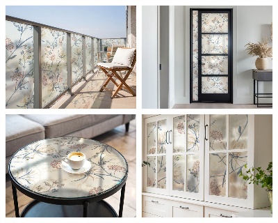 Frostfilm med dekorativt mönster Blommor av harmoni