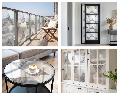 Frostfilm med dekorativt mönster Grå trianglar