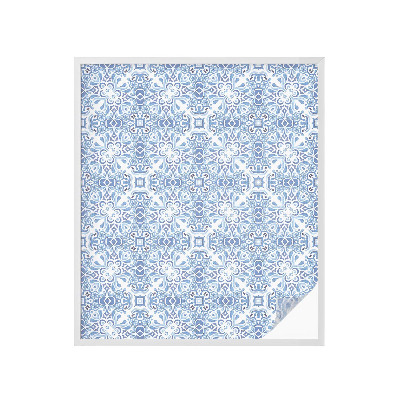 Frostfilm med dekorativt mönster Blå kakelplattor