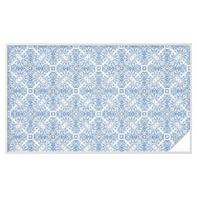 Frostfilm med dekorativt mönster Blå kakelplattor
