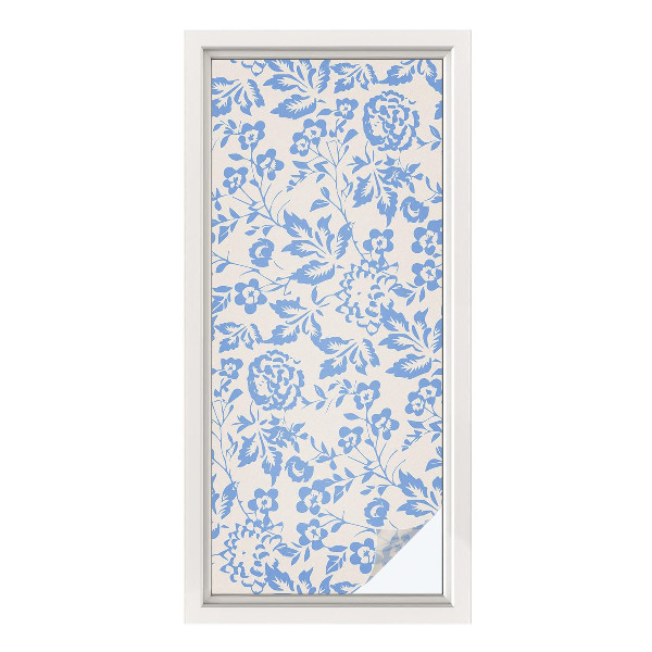 Frostad fönsterfilm med färgat mönster Blommor blad