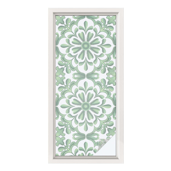 Frostad fönsterfilm med färgat mönster Gröna blad