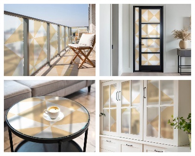 Frostad fönsterfilm med färgat mönster Geometriska trianglar