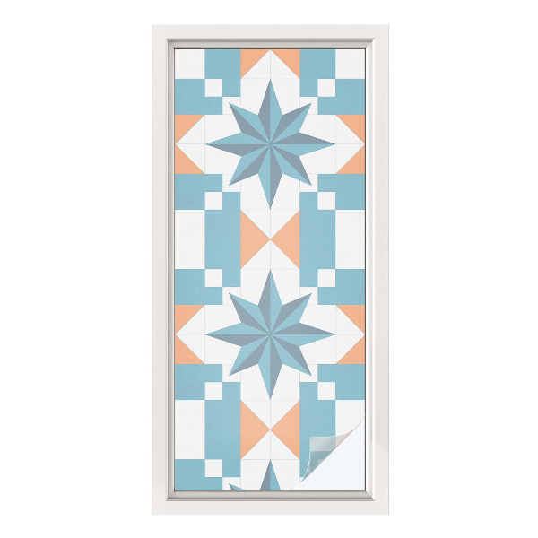 Frostad fönsterfilm med färgat mönster Blå stjärnor