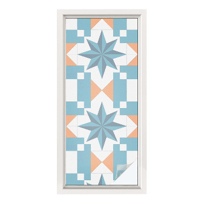 Frostad fönsterfilm med färgat mönster Blå stjärnor