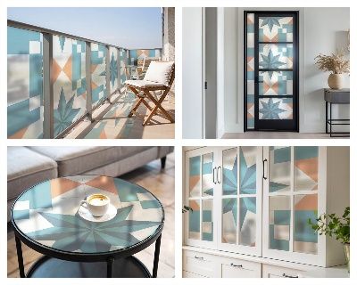 Frostad fönsterfilm med färgat mönster Blå stjärnor