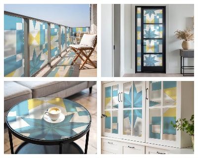 Dekorplast till fönster mosaik Blå stjärnor