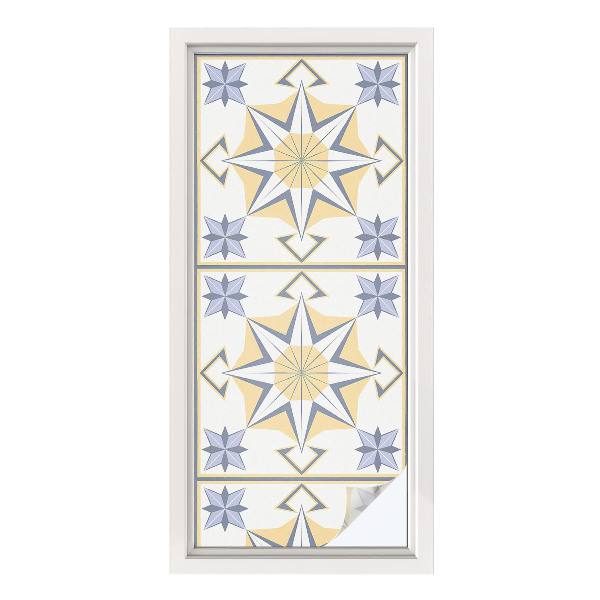 Frostad fönsterfilm med färgat mönster Geometriska stjärnor