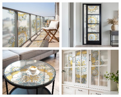 Solfilm fönster insynsskydd Färgglada mandalas