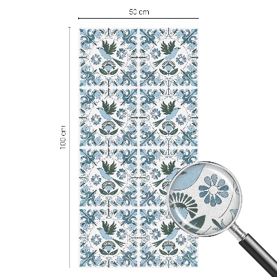 Frostad fönsterfilm med färgat mönster Blå blommor