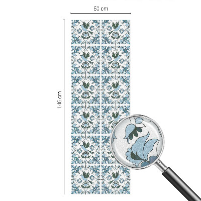 Frostad fönsterfilm med färgat mönster Blå blommor