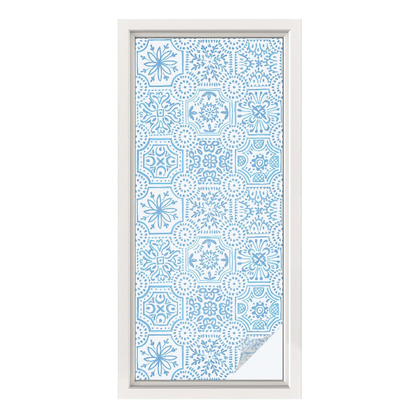 Fönsterfilm med mosaikmönster Blå kakelplattor