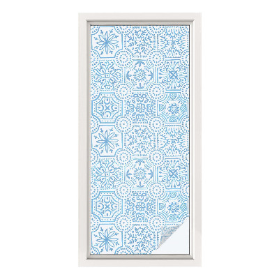 Fönsterfilm med mosaikmönster Blå kakelplattor