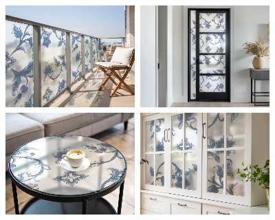 Dekorplast till fönster mosaik Blommig prydnad