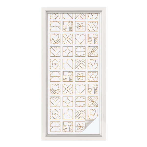 Frostad fönsterfilm med färgat mönster Geometrisk kärlek