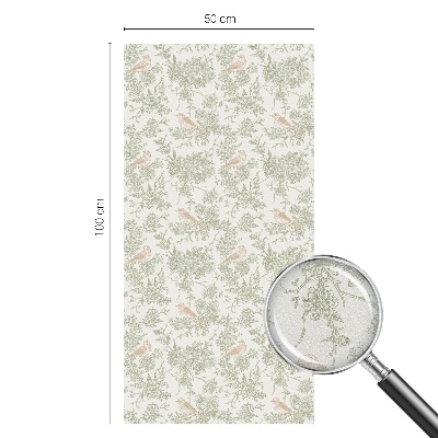 Frostad fönsterfilm med färgat mönster Fåglar växter