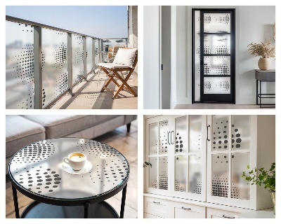 Solfilm fönster insynsskydd Prickade cirklar