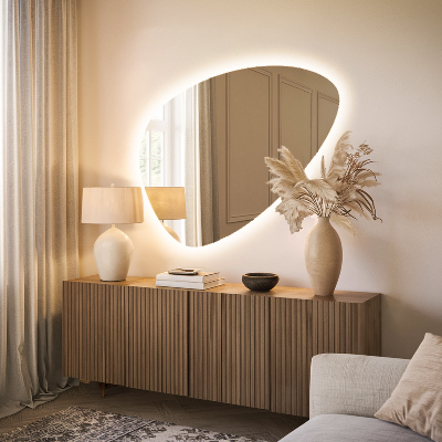 Asymmetrisk äggspegel med LED-belysning